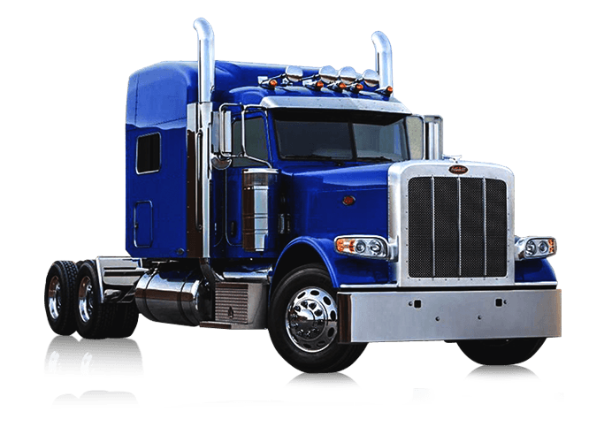 Blue Peterbilt semi truck cab
