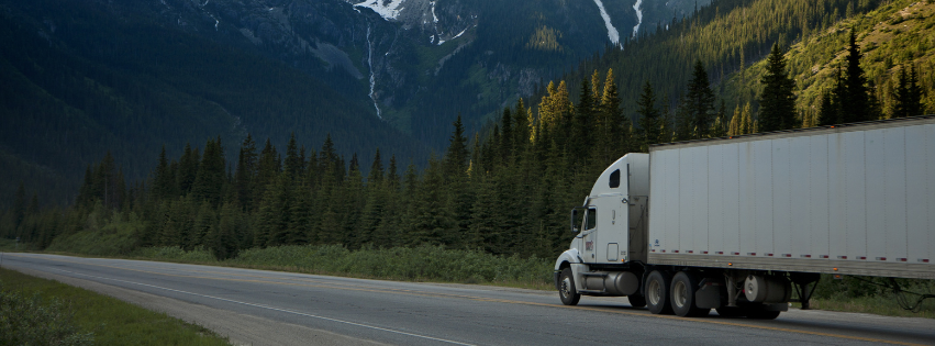 white truck on a mountain road